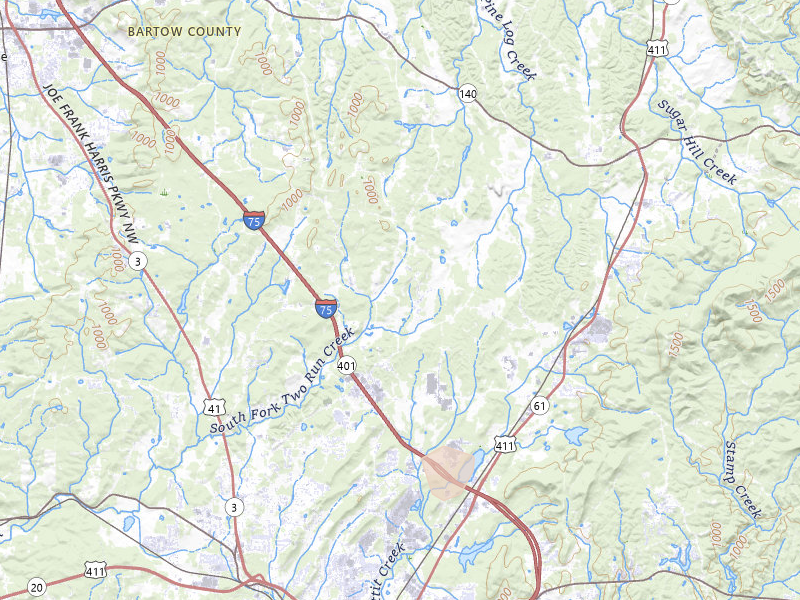 Radar-estimated hail-size map of the storm over White, GA on Jul 11, 2026