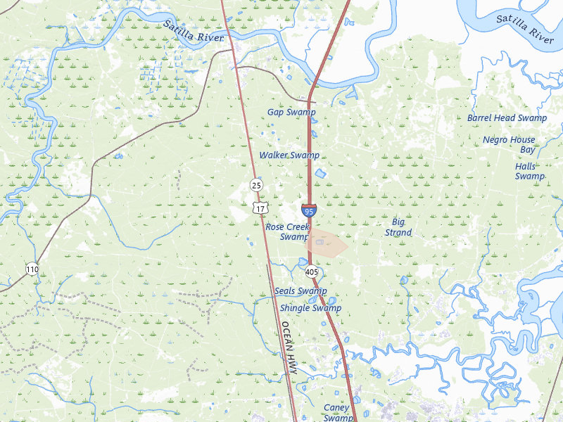 Radar-estimated hail-size map of the storm over Woodbine, GA on Jun 15, 2026
