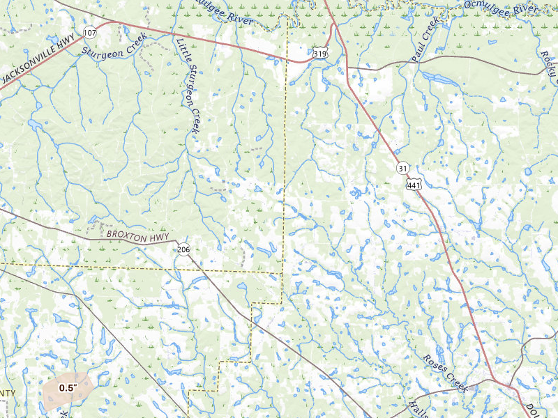 Radar-estimated hail-size map of the storm over Wray, GA on Jun 22, 2026