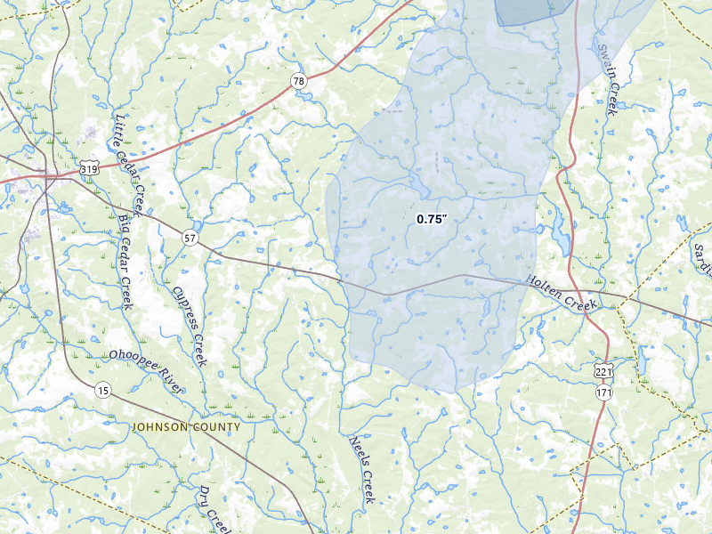 NEXRAD radar-signature map of the hail storm over Wrightsville, GA on Jun 29, 2026