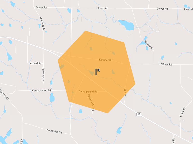 Hail map of Zebulon, GA on Jul 4, 2026, hail up to 1"