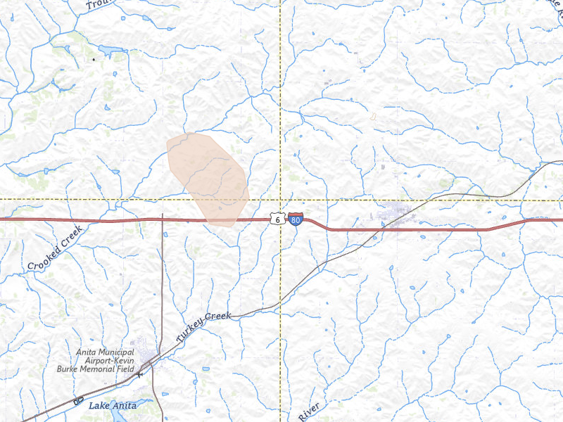 Radar-estimated hail-size map of the storm over Adair, IA