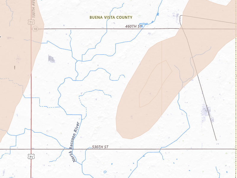 Radar-estimated hail-size map of the storm over Albert City, IA on Apr 23, 2026