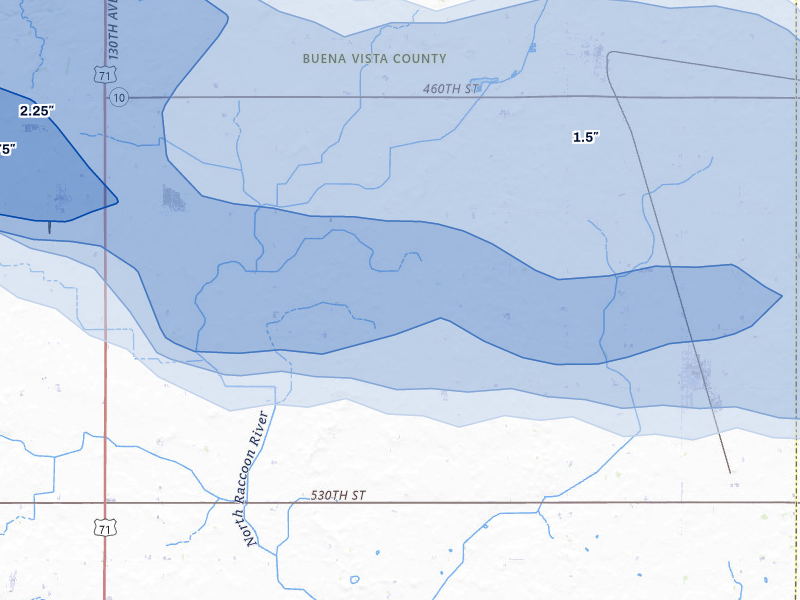 NEXRAD radar-signature map of the hail storm over Albert City, IA on May 15, 2026