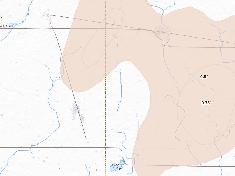 Radar-estimated hail-size map of the storm over Albert City, IA