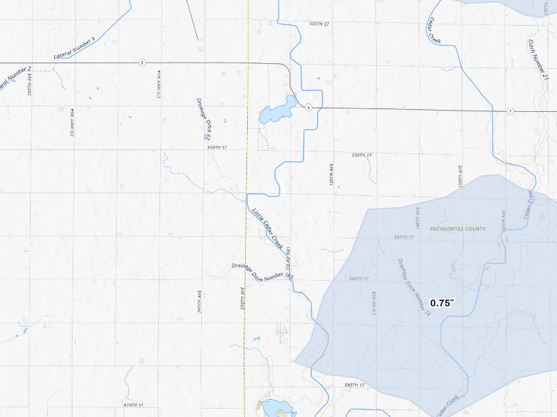 NEXRAD radar-signature map of the hail storm over Albert City, IA on Sep 6, 2026