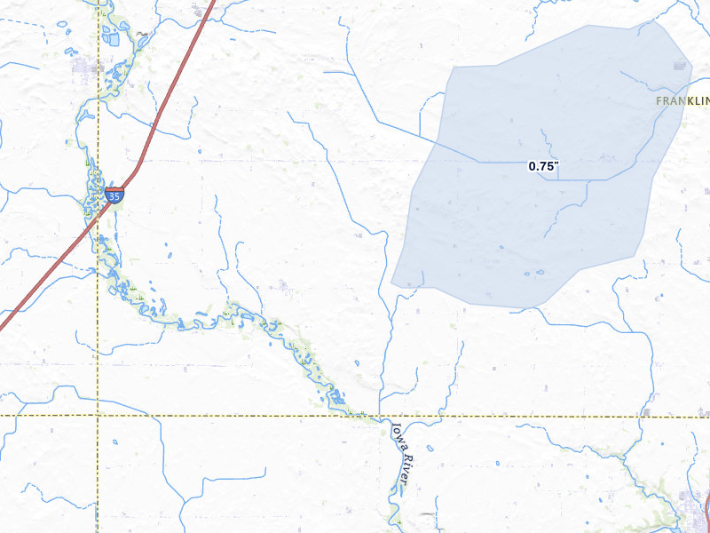 NEXRAD radar-signature map of the hail over Alden, IA
