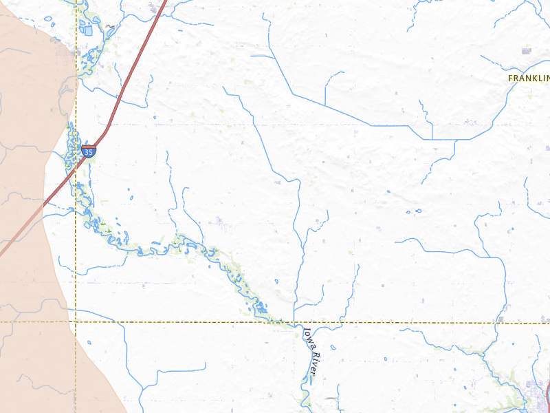 Radar-estimated hail-size map of the storm over Alden, IA on Jul 20, 2026