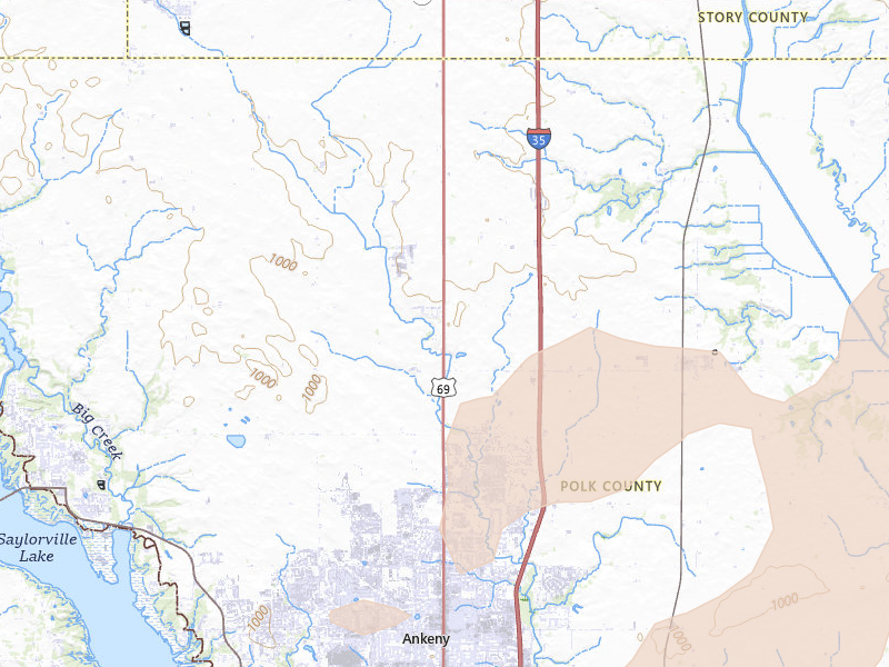 Radar-estimated hail-size map of the storm over Alleman, IA on Apr 17, 2026