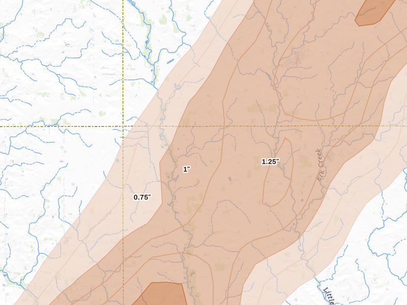 Radar-estimated hail-size map of the storm over Alta Vista, IA