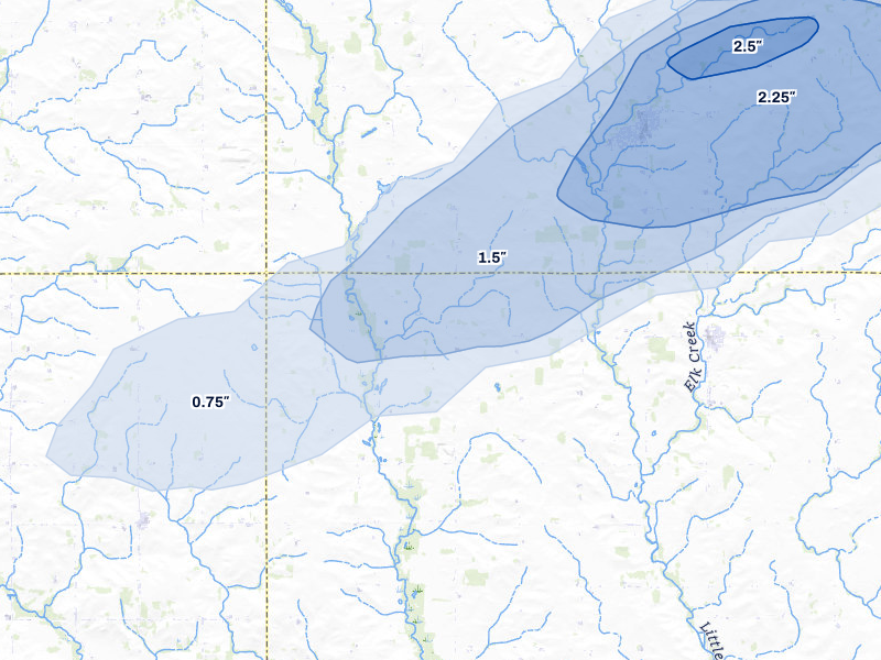 NEXRAD radar-signature map of the hail over Alta Vista, IA