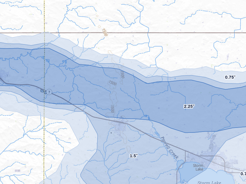 NEXRAD radar-signature map of the hail storm over Alta, IA on May 15, 2026