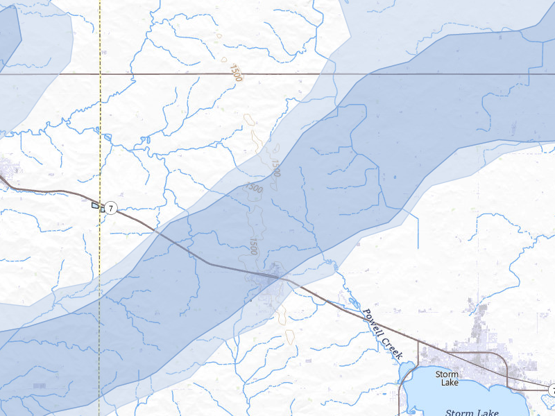 NEXRAD radar-signature map of the hail storm over Alta, IA on Jun 27, 2026