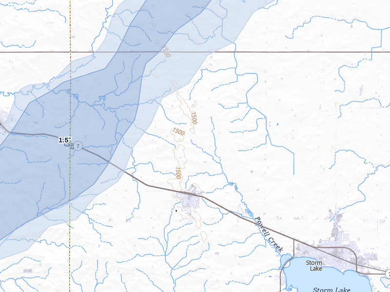 NEXRAD radar-signature map of the hail storm over Alta, IA on Jul 1, 2026