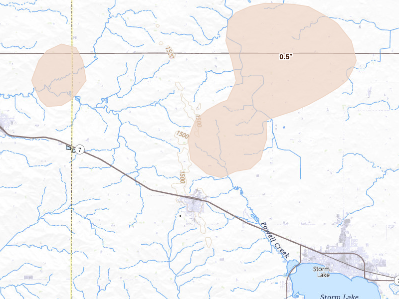 Radar-estimated hail-size map of the storm over Alta, IA