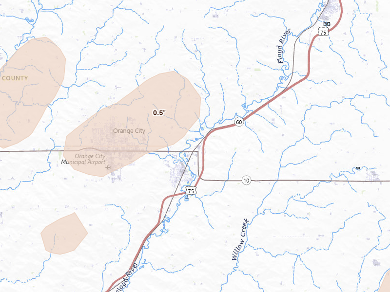 Radar-estimated hail-size map of the storm over Alton, IA on Jul 2, 2026