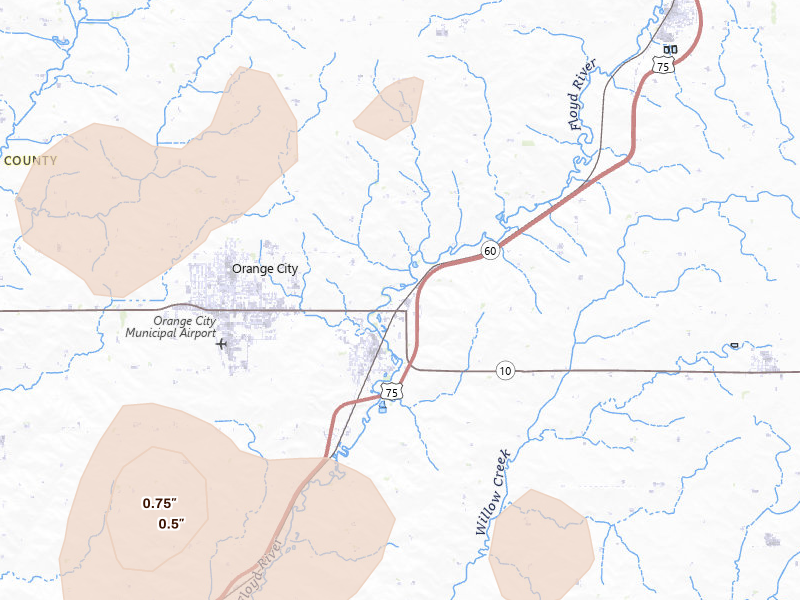 Radar-estimated hail-size map of the storm over Alton, IA on Aug 28, 2026