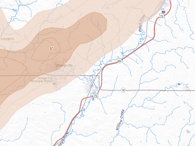 Radar-estimated hail-size map of the storm over Alton, IA on Sep 1, 2026