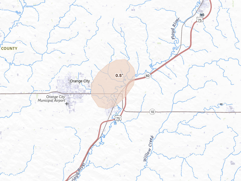 Radar-estimated hail-size map of the storm over Alton, IA