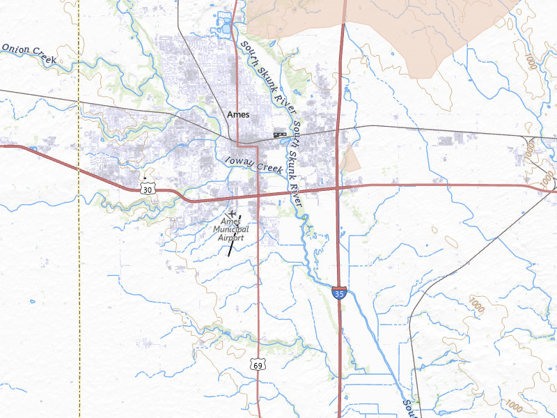 Radar-estimated hail-size map of the storm over Ames, IA on Jun 10, 2026