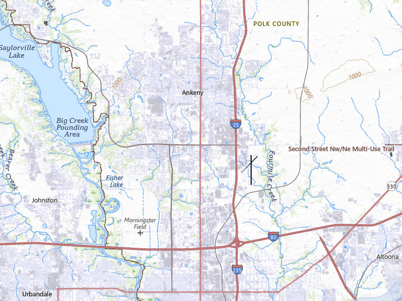 NEXRAD radar-signature map of the hail storm over Ankeny, IA on Apr 17, 2026