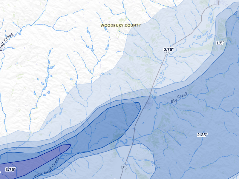 NEXRAD radar-signature map of the hail storm over Anthon, IA on May 15, 2026
