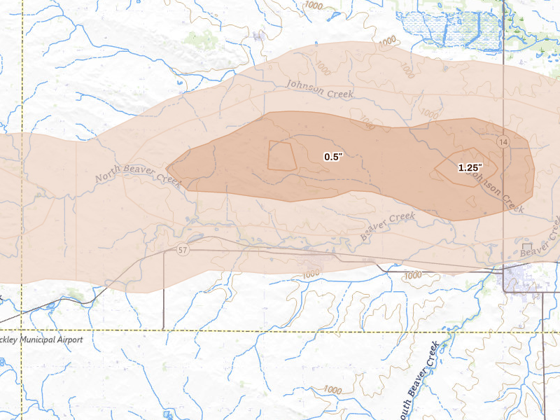 Radar-estimated hail-size map of the storm over Aplington, IA