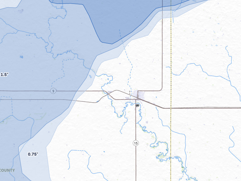 NEXRAD radar-signature map of the hail over Armstrong, IA