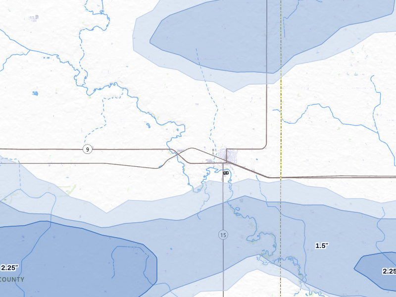NEXRAD radar-signature map of the hail storm over Armstrong, IA on May 15, 2026
