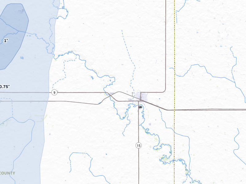 NEXRAD radar-signature map of the hail storm over Armstrong, IA on May 25, 2026