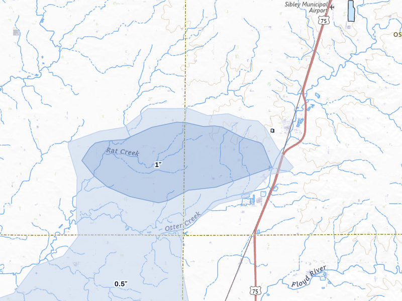 NEXRAD radar-signature map of the hail storm over Ashton, IA on May 31, 2026