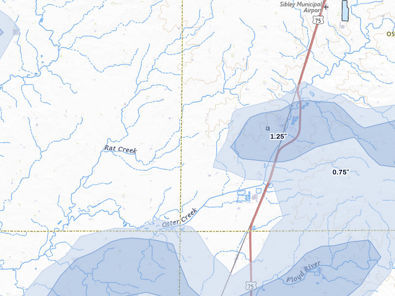 NEXRAD radar-signature map of the hail storm over Ashton, IA on Jun 27, 2026