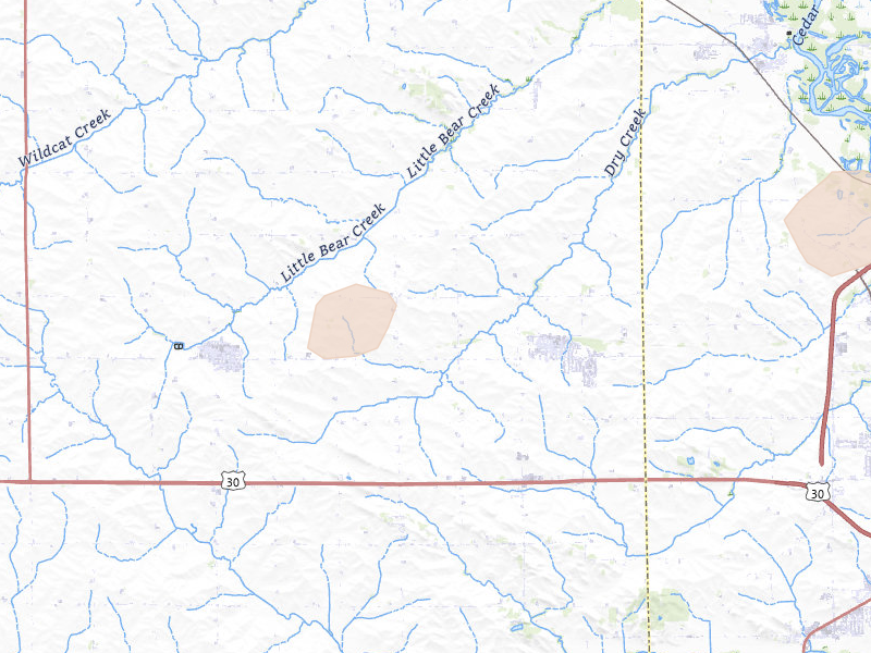 Radar-estimated hail-size map of the storm over Atkins, IA on Apr 27, 2026