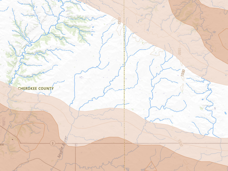 Radar-estimated hail-size map of the storm over Aurelia, IA on May 15, 2026