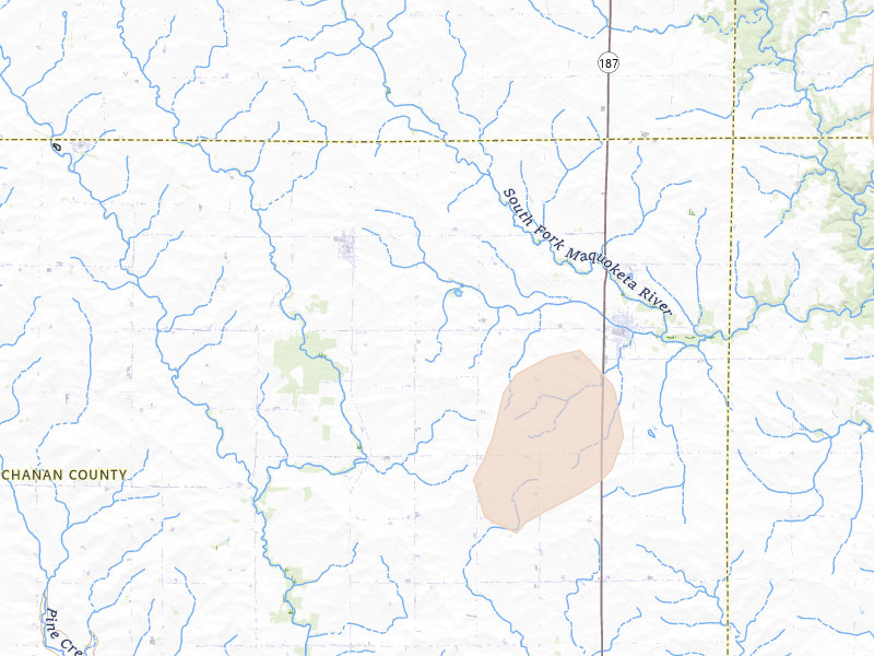 Radar-estimated hail-size map of the storm over Aurora, IA on Jun 11, 2026