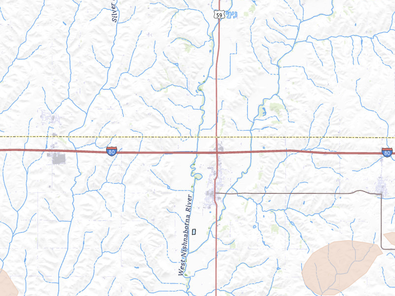 Radar-estimated hail-size map of the storm over Avoca, IA on May 15, 2026