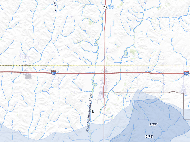NEXRAD radar-signature map of the hail storm over Avoca, IA on May 15, 2026