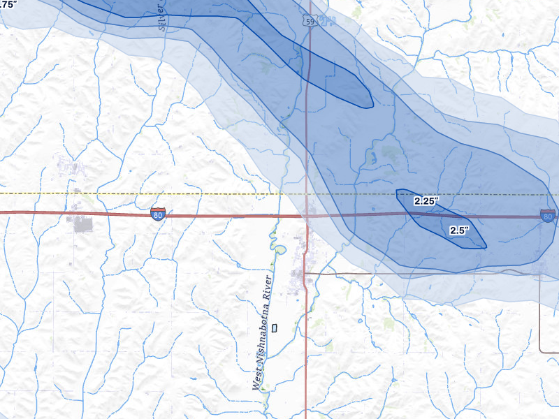 NEXRAD radar-signature map of the hail storm over Avoca, IA on May 31, 2026