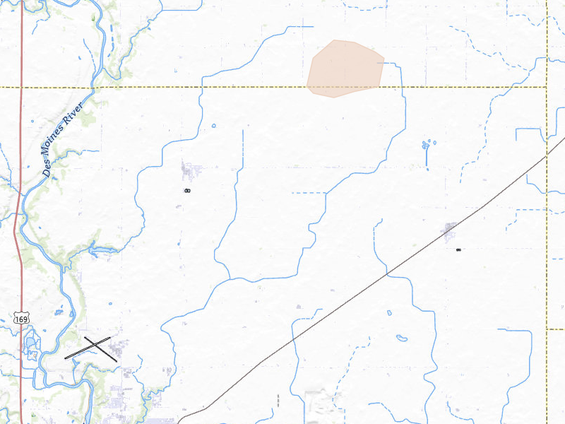 Radar-estimated hail-size map of the storm over Badger, IA on Jun 28, 2026