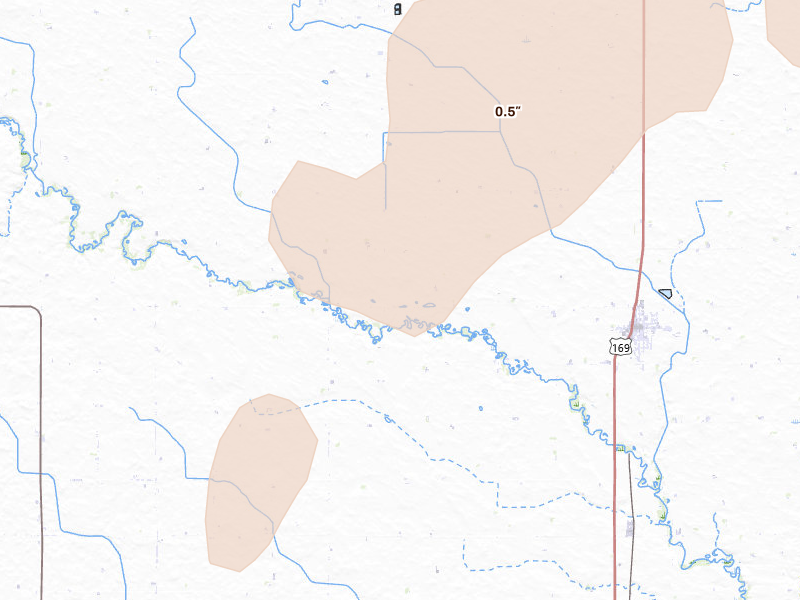 Radar-estimated hail-size map of the storm over Bancroft, IA on Apr 11, 2026