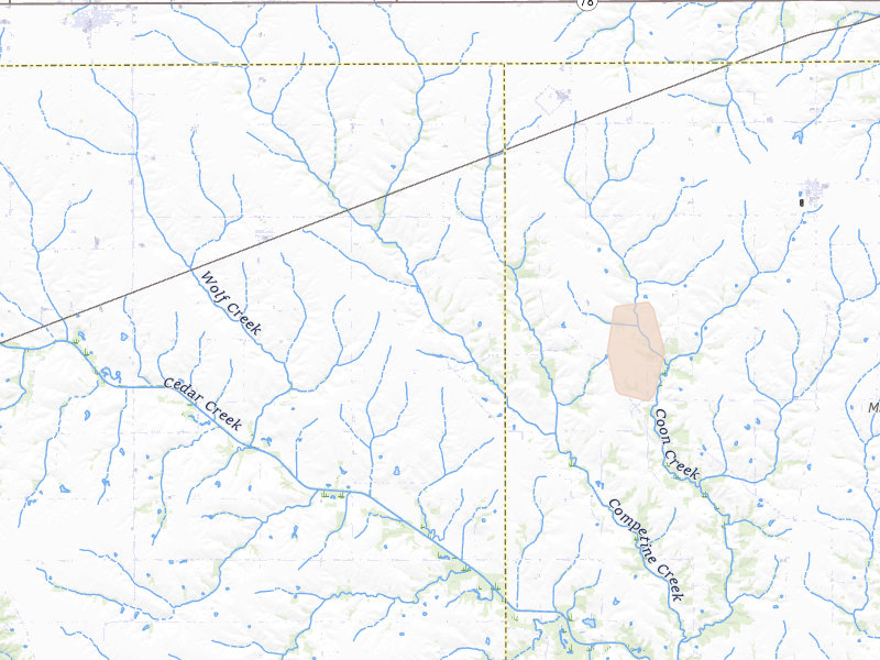 Radar-estimated hail-size map of the storm over Batavia, IA on Mar 5, 2026