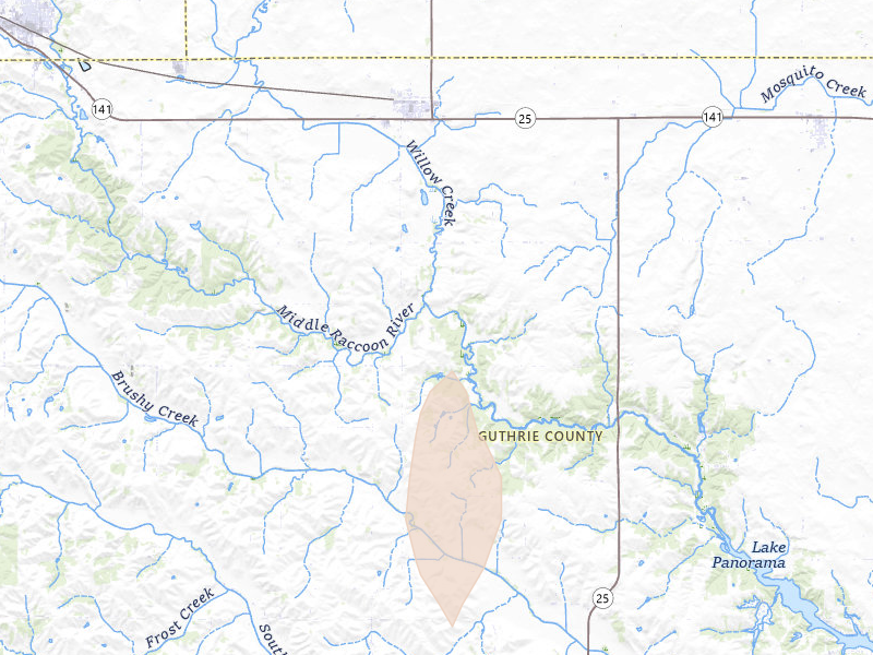 Radar-estimated hail-size map of the storm over Bayard, IA on Jun 10, 2026