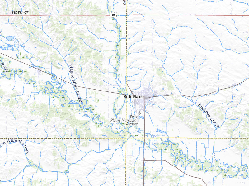 Radar-estimated hail-size map of the storm over Belle Plaine, IA on Jul 10, 2026
