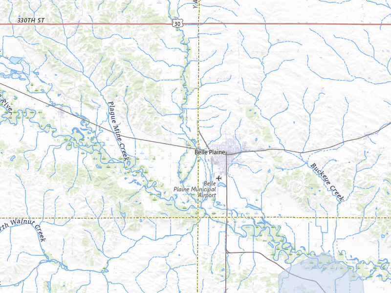 NEXRAD radar-signature map of the hail storm over Belle Plaine, IA on Jul 10, 2026