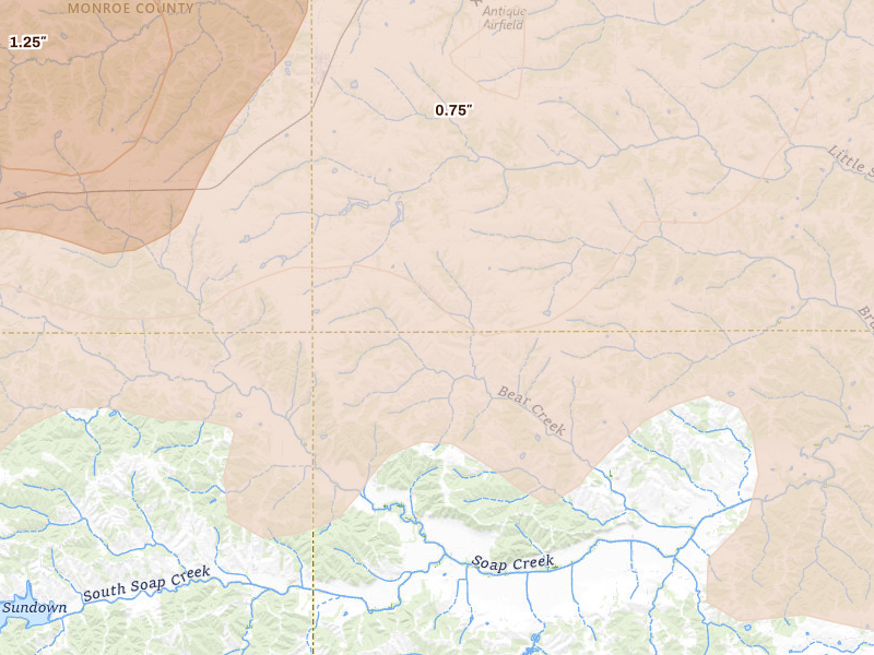 Radar-estimated hail-size map of the storm over Blakesburg, IA on Jun 11, 2026