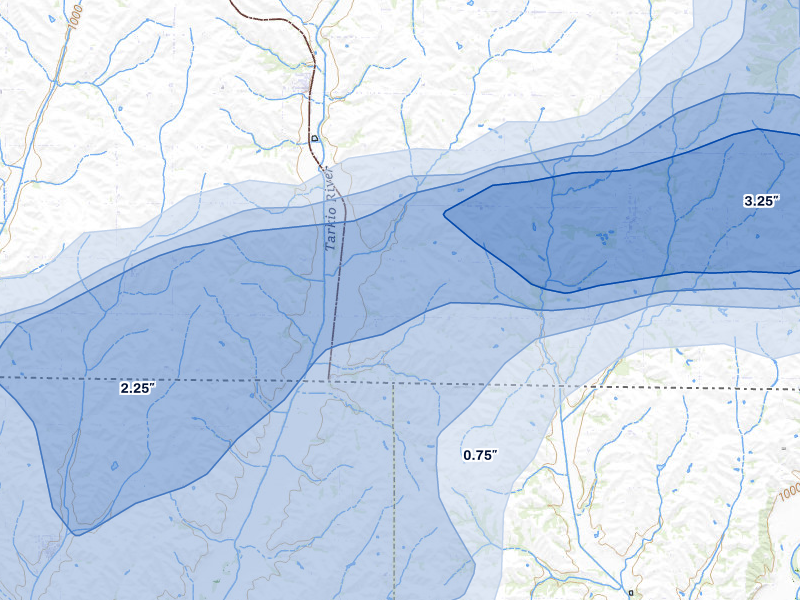 NEXRAD radar-signature map of the hail storm over Blanchard, IA on May 18, 2026