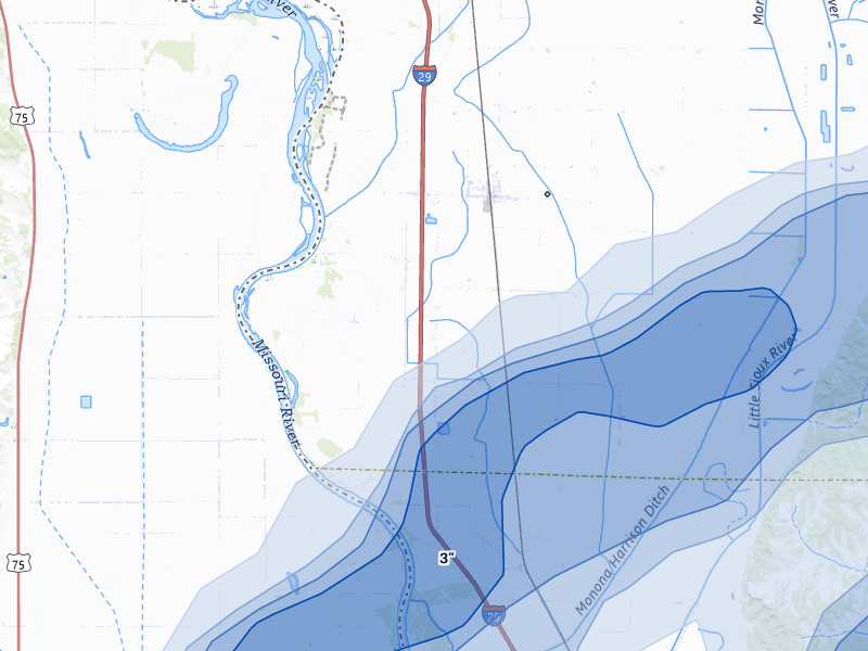 NEXRAD radar-signature map of the hail over Blencoe, IA