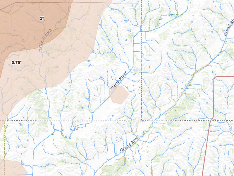Radar-estimated hail-size map of the storm over Blockton, IA on Jun 10, 2026
