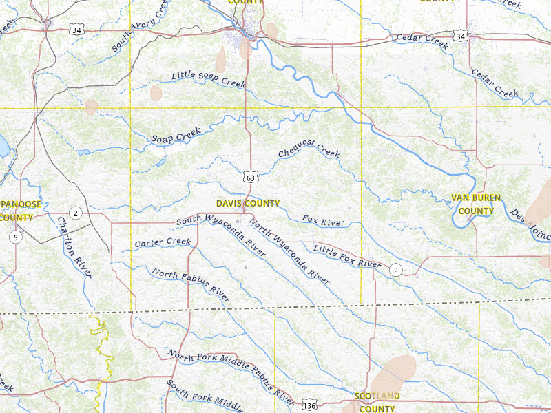 Radar-estimated hail-size map of the storm over Bloomfield, IA on Mar 5, 2026