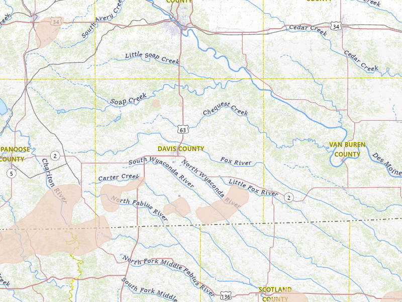 Radar-estimated hail-size map of the storm over Bloomfield, IA on Jun 10, 2026
